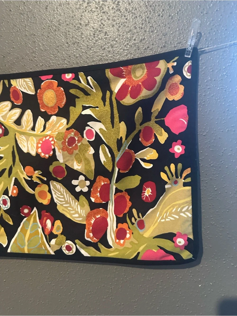 Pottery Barn Rhumba Lumbar Pillow Cover Floral Botanical Black Multi Cotton